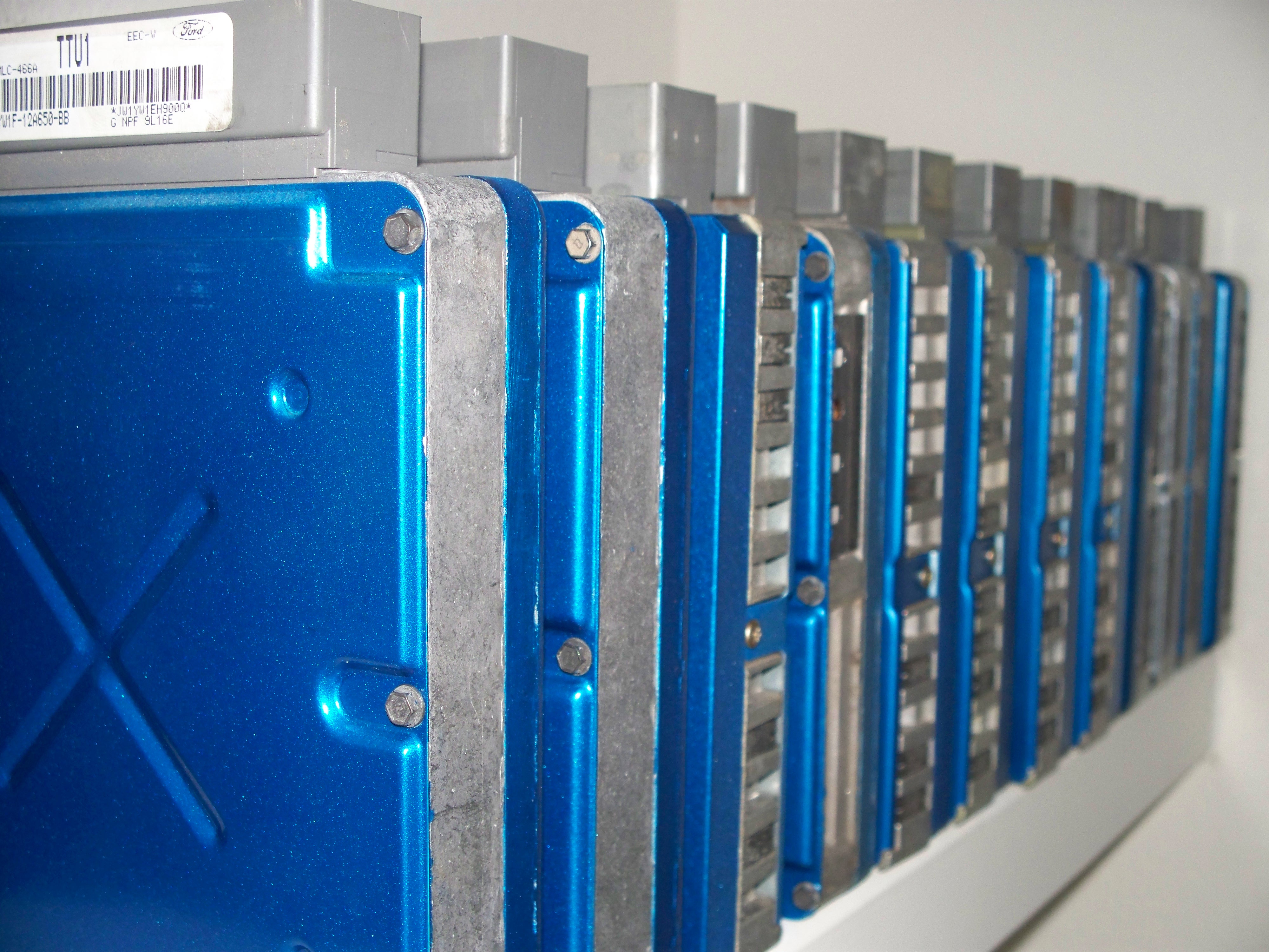 Rows of automotive electronic control modules