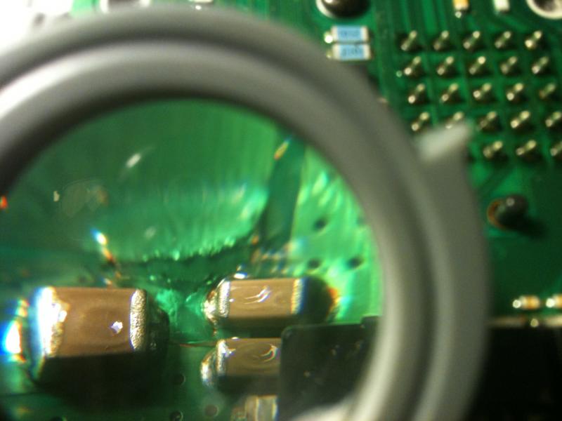 Close-up electronics inspection through a magnifier